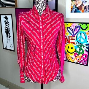 Tommy Hilfiger Red Silk Collard Blouse - Size 2